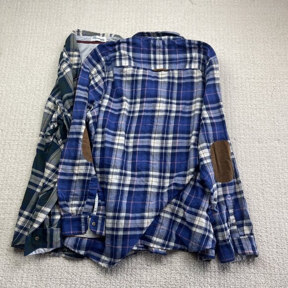 Lot x2 Blue Crush Plus Lumberjack Camp Flannel Plaid Button Up 3X Elbow Patch - Picture 9 of 12